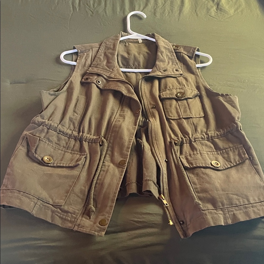 Women's Casual forest green Utility Vest